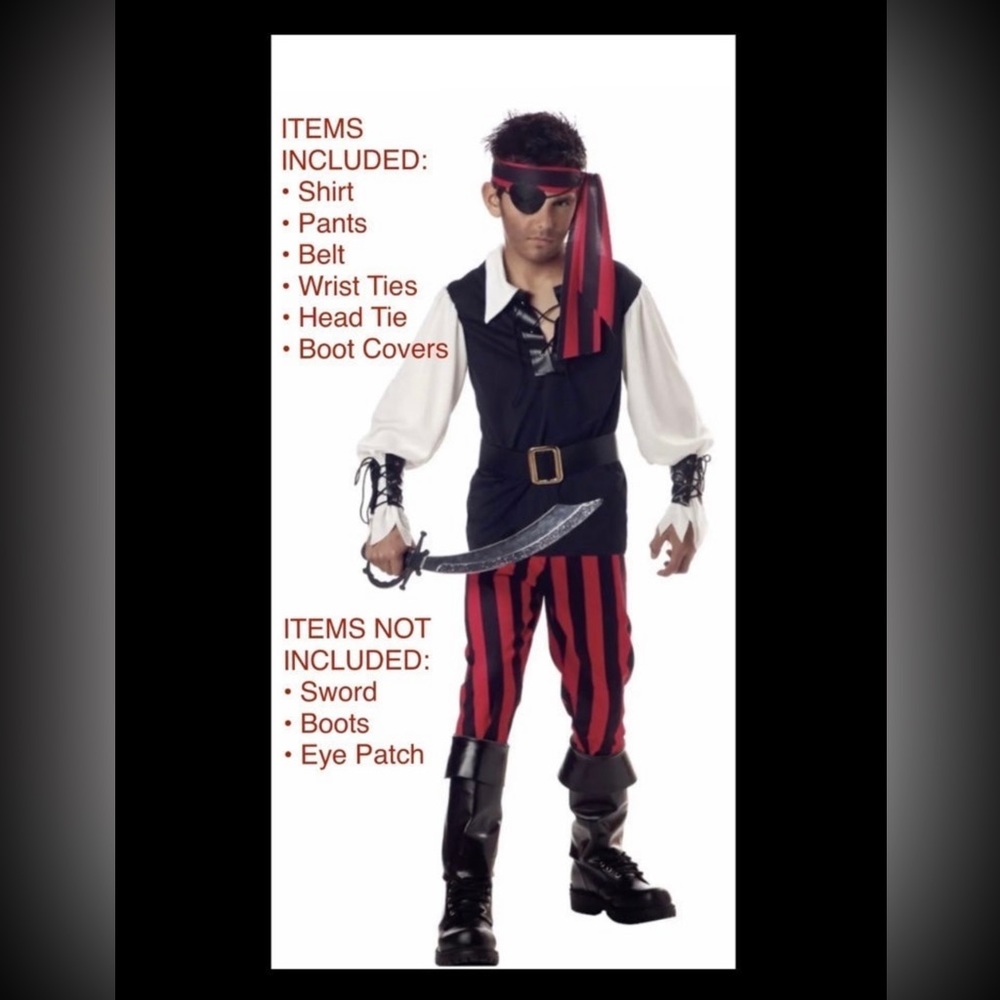 Boys Pirate Halloween Costume Youth Size Large 10/12